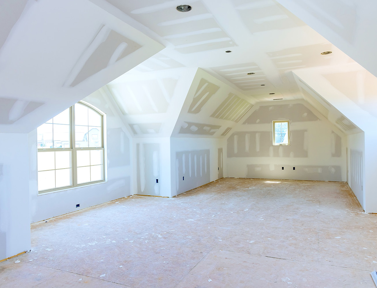 Interior Drywall Walls Ceiling Of New House Are Plastered A Ready For Paint Priming